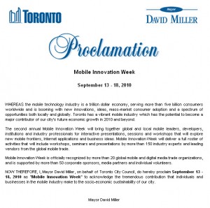 Mobile Innovation Week Proclamation