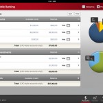 CIBC Mobile Banking App for iPad: Accounts page view with interactive pie charts