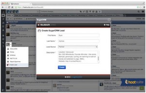 Sales teams can quickly identify and create Leads within SugarCRM from a social media profile within the HootSuite dashboard.