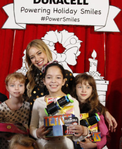 Hilary Duff kicks off the Duracell "Powering Holiday Smiles" program benefiting Children's Miracle Network by handing out toys and the Duracell batteries that power them at The Hospital for Sick Children (SickKids) in Toronto.