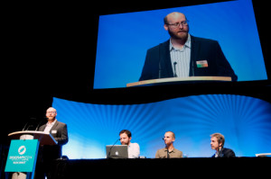 Roy C. Anthony introduces a Production Session during SIGGRAPH 2014 in Vancouver. (Photo: Business Wire)